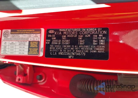 2021 Kia Soul S z USA, uszkodzony, nr VIN KNDJ23AU7M7146779